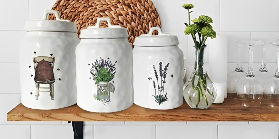 Stoneware Kitchen Canisters Set