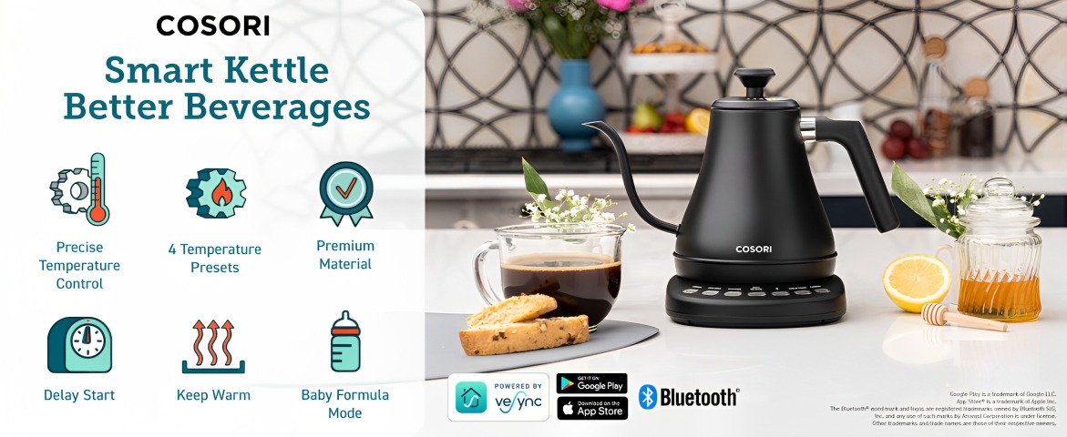 Smart Electric Kettle with Wi-Fi Control